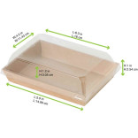 Sushi box in kraft with PET lid 14oz Base: L:5.9in W:4.1in H:1in Lid: L:6.3in W:4.5in H:1.2in - 50 pcs Sushi box in kraft with PET lid 14oz Base: L:5.9in W:4.1in H:1in Lid: L:6.3in W:4.5in H:1.2in - 50 pcs
